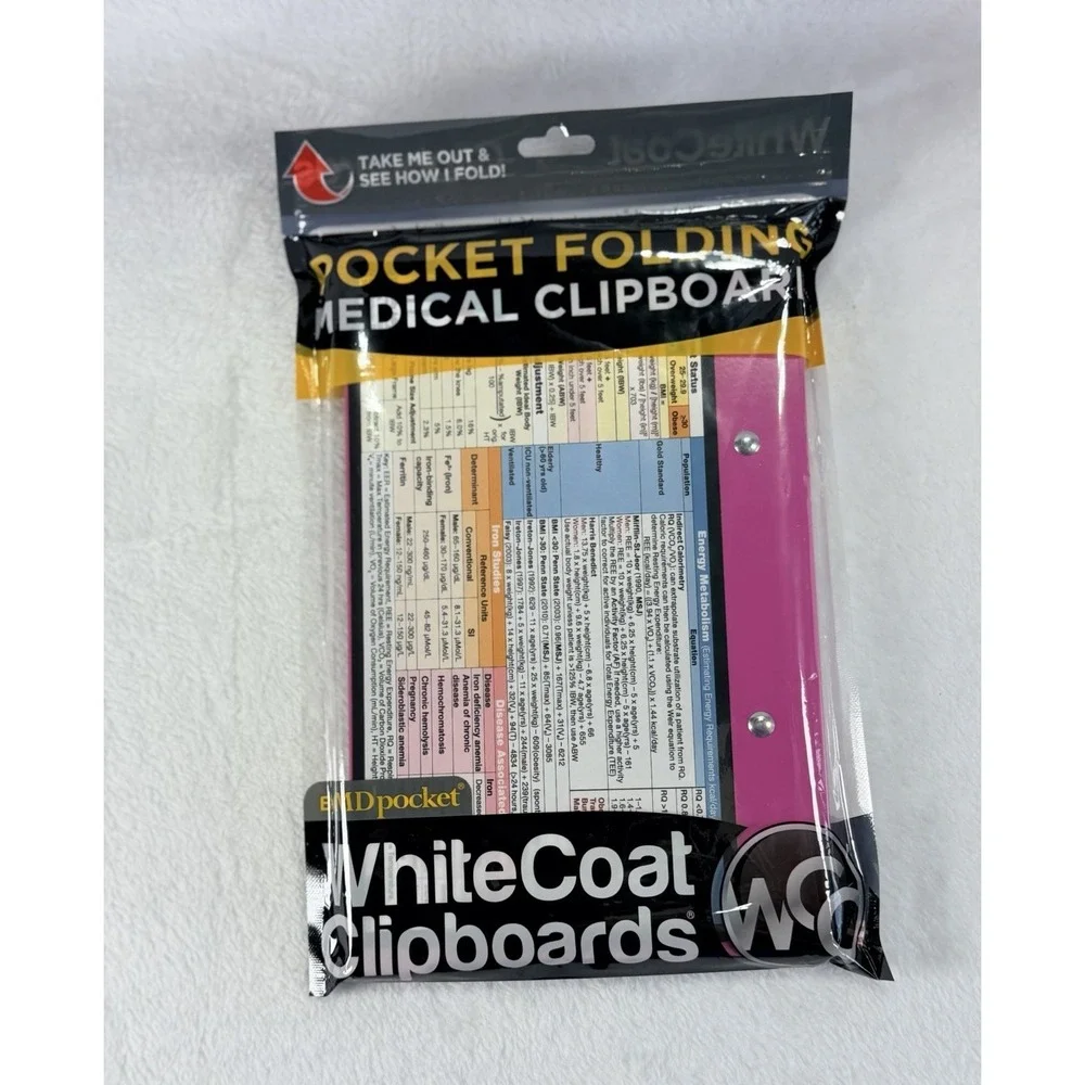 WhiteCoat Clipboard Pink Dietitian Edition Folding Clipboard Dietary Made In USA
